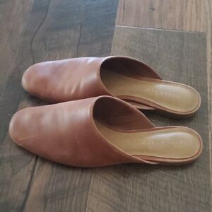 Copper Key Brown Leather Mules Classic Design